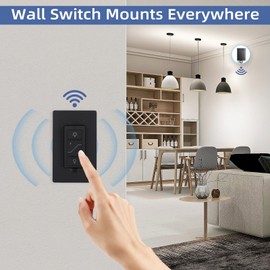 Sunmerit Wireless Dimmer Switch (Black), 2 Pack Remote Light Switch and Receiver kit, Compatible with Alexa Voice Control, Smart Wall Switch Lighting Fixture for Ceiling Lights Pendant Lamps