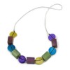 Avalaya Multicoloured Wood/Shell Bead Metallic Silver Cord Necklace - 82cm
