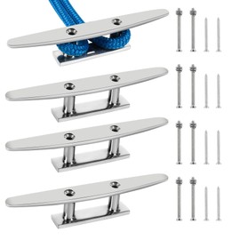 BALAVA 8 Inch Boat Cleats,316 Stainless Steel Boat Dock Cleats,Boat Docking Cleat Open Base Dock Cleats,Rope Cleats Suitable for Boat,Yacht,Decks,Nautical Decor,Screws Included(4 Pack)
