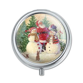 Christmas Holiday Santa Snowman Friends Pill Case Trinket Gift Box