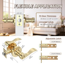 ANSIONLOK Stain Brass Keyed Entry Door Handle, Wave Style Door Lever Lock with 3 Keys & Screwdriver, Interior Exterior Entrance Reversible Door Handles, 1 Pack