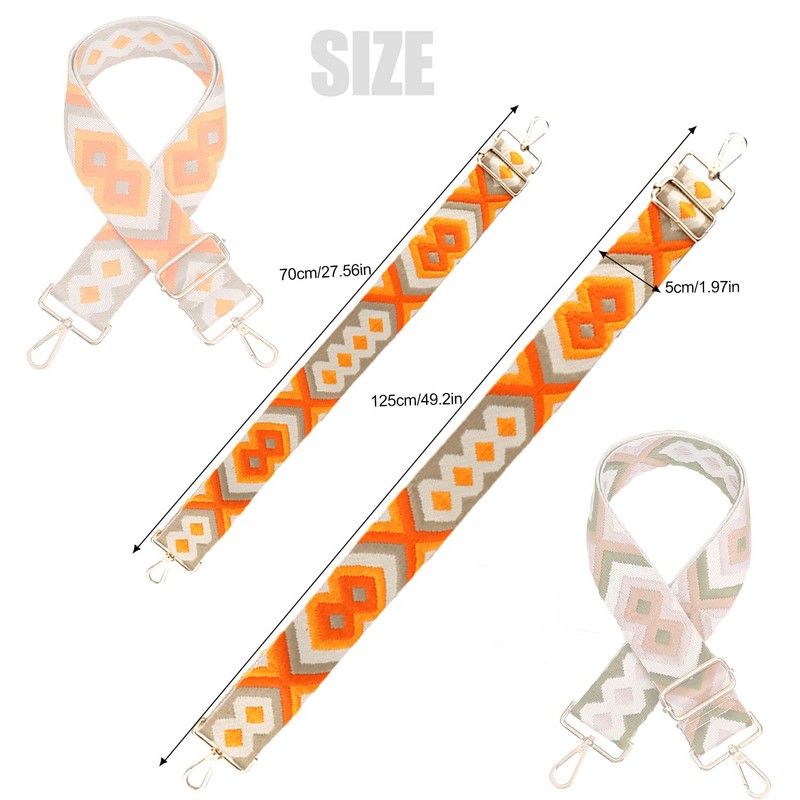Wide Bag Strap, Adjustable Shoulder Strap, 5 cm Wide, Boho