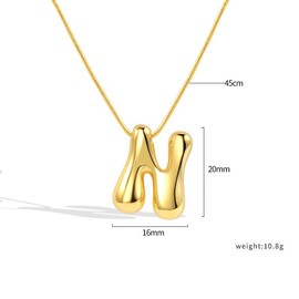 Bubble Letter Necklace,Bubble Initial Necklaces for Women,A-Z English Letter Pendant Necklaces Jewellery for Ladies Daughter Sister (Gold-N)