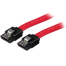 StarTech.com 12in Latching SATA Cable - SATA cable - Serial ATA 150/300/600 - SATA (R) to SATA (R) - 1 ft - latched - red (LSATA12)