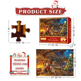 EEOCWF Christmas Advent Calendar 2024 Jigsaw Puzzles, 1008 Pieces Surprise 24 Days Countdown Box Xmas Advent Puzzle, Christmas Theme Family Puzzles for Kids Adults