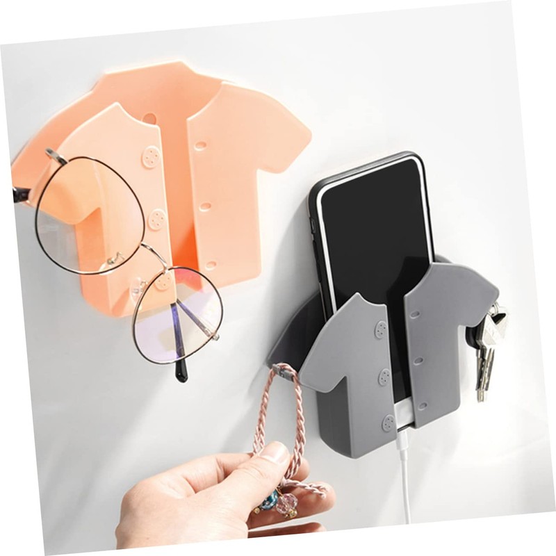 jojofuny 6pcs Wall Mount Phone Holder Remote Control Organizer Bedside
