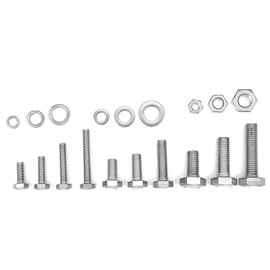 PGMJ 340 Pcs Hex Screw and Nut Set - M6/M8/M10 Silver 304 Stainless Steel Bolts and Nuts for Machine Screw Assortment Kit Metric, Set Screws for Bathroom Fixtures (K13 Short Sets)