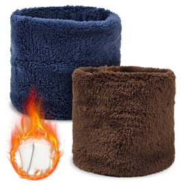 Winter Neck Gaiters 2 Pack with Hand Warmer, Neck Warmers for Cold Weather, Soft Cozy Comfort Scarf for Men Women, Ski Snowboard, Navy and Brown