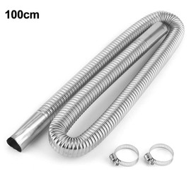 Diesel Exhaust Pipe, Car Exhaust Hose, Stainless Steel Air Heater Exhaust Pipe with 2 Clamps for Air Diesel Heating (100cm)