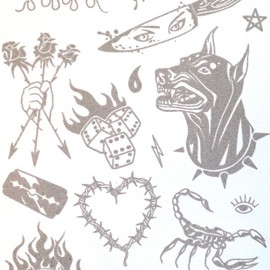 Collection of almost real tattoo stickers 2/herbal lettering 2ea