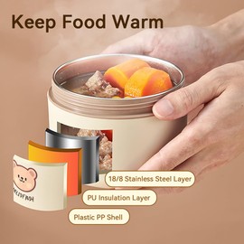 YBOBK HOME Portable Thermal Lunch Box, Keep Food Warm Lunch Container For Adults, 18/8 Stainless Steel Leakproof Food Container With Insulated Bag & Folding Spoon Insulation Bento Box Microwave Safe