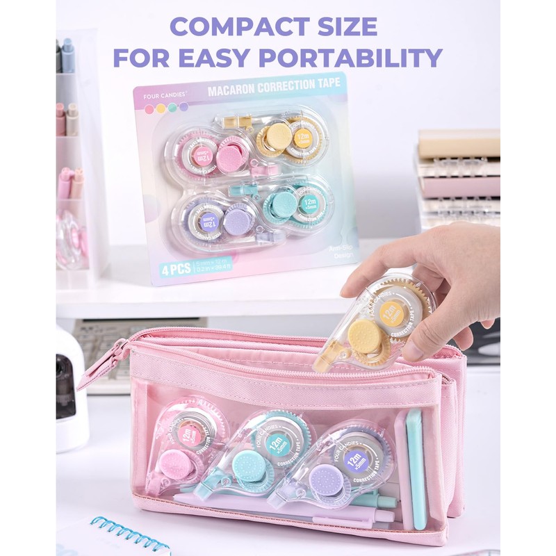 Four Candies Macaron Correction Tape, Set of 4