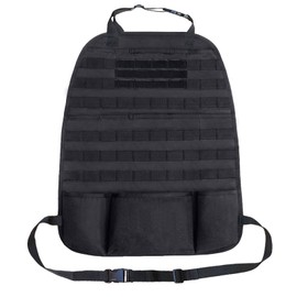 Car Seat Back Organizer Tactical MOLLE Panel Back Seat Storage Bag Universal Car Seat Cover Protector (Black)