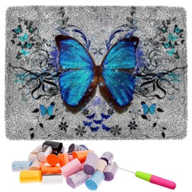 Latch Hook Rug Kit, DIY Latch Hook Rug Making Kit for Adults Kids, Cross Stitch Kit Carpet Making Needlework for Beginners, Home Decor, 20" X 15",Butterfly