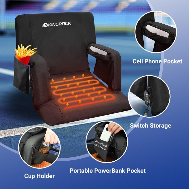 KINGROCK Stadium Seat with backrest Support - Heated, Comfortable Cushion
