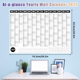 2025 Yearly At a Glance Wall Calendar 12 Month, Large Full Year Wall Calendar 2025 One Page, Big Annual Yearly Wall Calendar 2025-2026, Whole Year Wall Calendar Poster 365 Day, Jan. 2025 - Dec. 2025