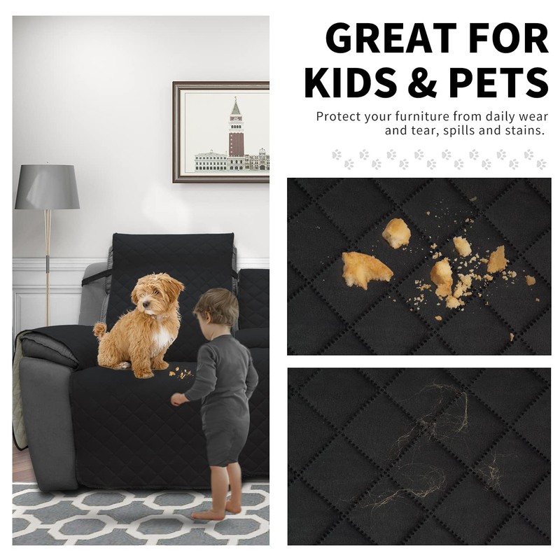 Easy-Going Recliner Sofa Cover with Console, Reversible Couch Cover for
