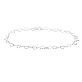 Kualitas Genuine 925 Sterling Silver 3mm Heart Link Bracelet (8.5)