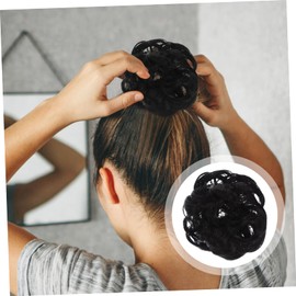 OATIPHO 2pcs Messy Bun Hairpiece Natural Black Fake Hair Bun Extensions for Women Lightweight Synthetic Hair Accessory for Loose Chignon Updos Ponytails Braided Styles