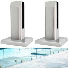 LukLoy 2 Pack Glass Railing Spigots, 304 Stainless Steel Glass Railing Clamp Brackets Pool Fence Spigot Brackets Glass Railing Post (2 Pack, Each NW 2.1lb) - Level 2