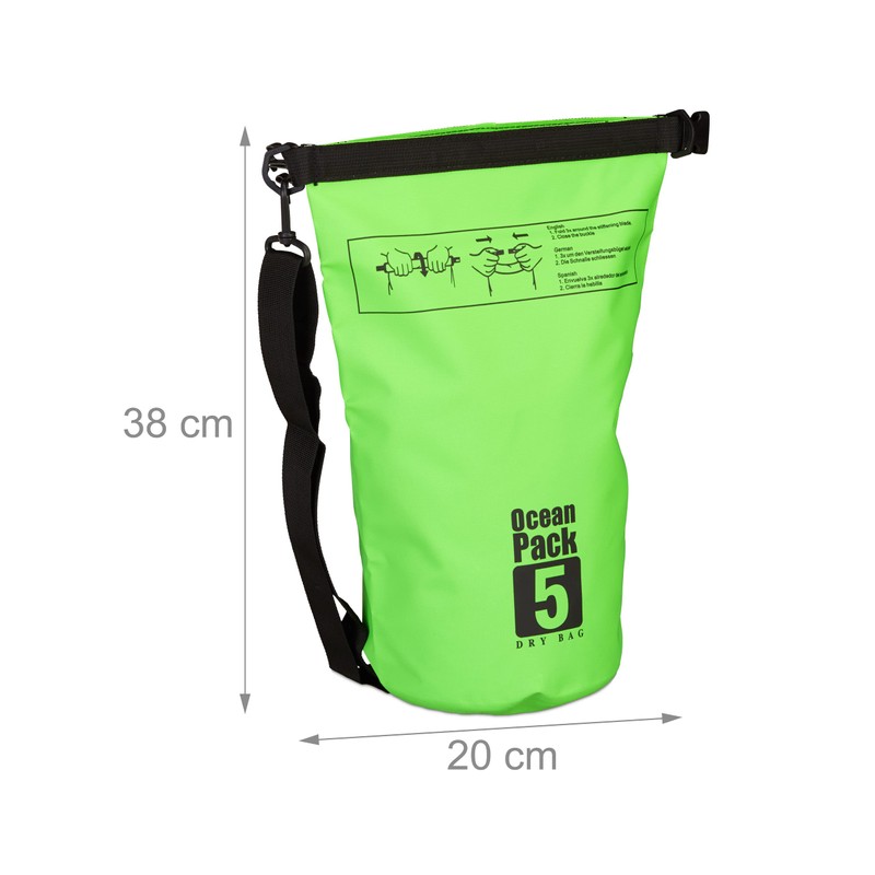 Relaxdays Ocean Pack 5 Litre Waterproof Dry Bag Lightweight Kayak