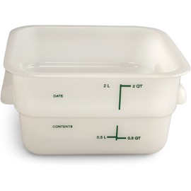 Carlisle FoodService Products Squares Square Food Storage Container with Stackable Design for Catering, Buffets, Restaurants, Plastic, 2 Quarts, White