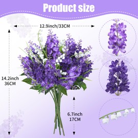 HO2NLE 10Pcs Fake Lilac Flower Bouquet Purple Flowers Artificial Hyacinth Mix Bush Campanula Faux Silk Flower Bulk Arrangements for Table Centerpieces Home Kitchen Wedding Décor