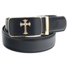 QHA Mens Jesus Cross Automatic Buckle Ratchet Leather Belt Q39-Gold