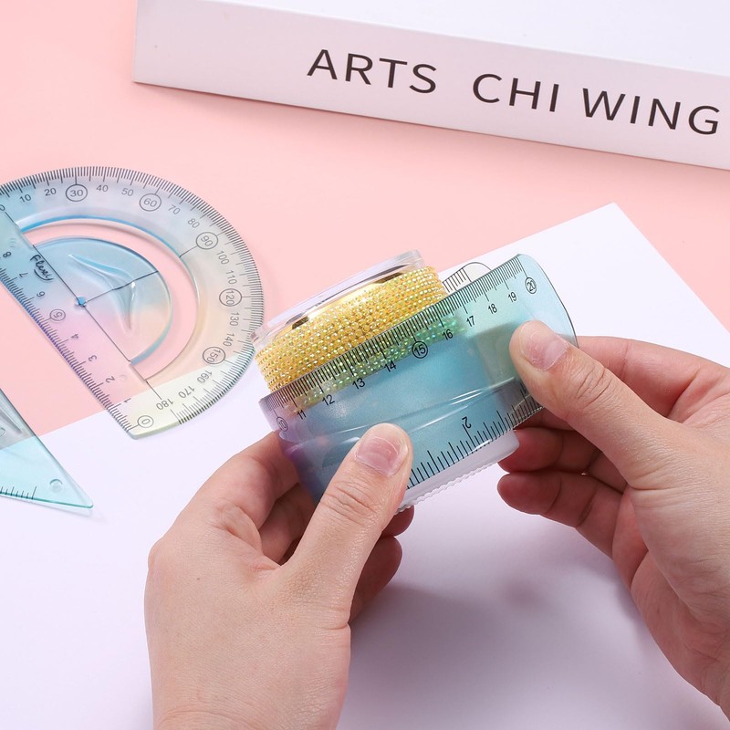 sourcing map 3pcs Flexible Plastic Ruler Set 15/20/30cm Metric Straight