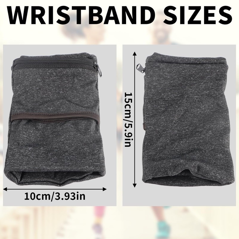 MplehDa Wrist bag, sports wrist bag with zip, black, One