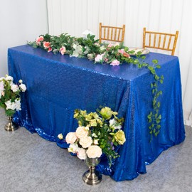 Sparkly Sequin Tablecloth-Royal Blue-48x72-Inch Sequin Rectangular Tablecloths Fabric Tablecloths-Glitter Table Cloth (Royal Blue)