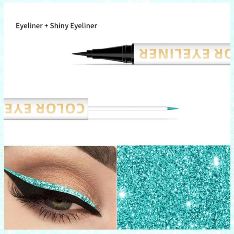 Vawolecy Flash Color Eyeliner, 2 in 1 Liquid Eyeliner Eyeshadow