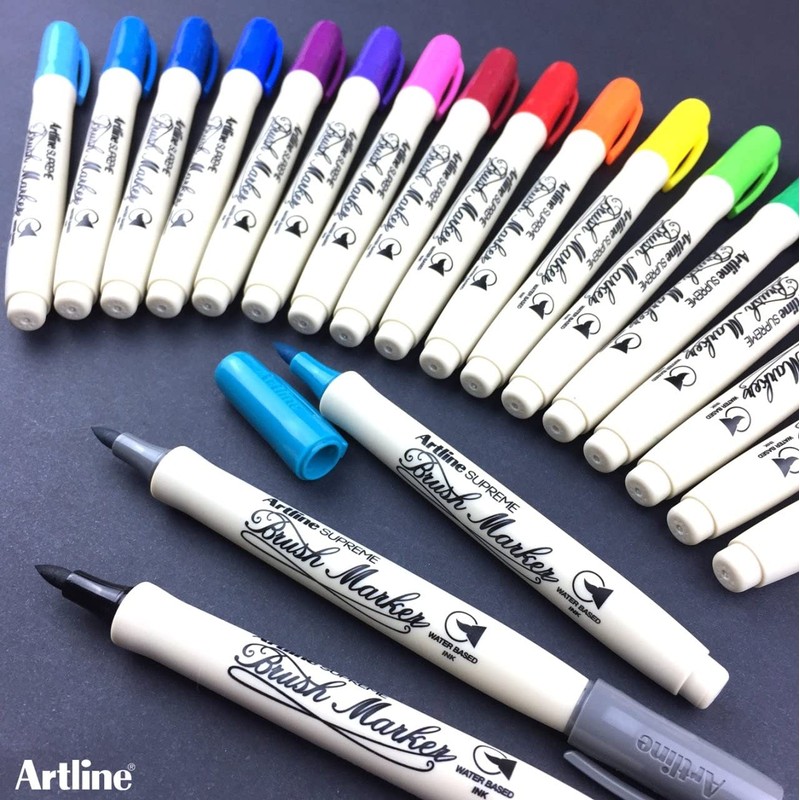 artline Pink Supreme Brush Marker Pen