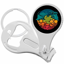 Colorful Ocean Life Nail Clippers Plus Bottle Opener Keychain