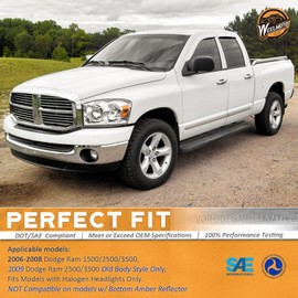 WEELMOTO Headlight Assembly for 2006 2007 2008 Dodge Ram 1500/2500/3500; 2009 Ram 2500/3500 Old Body Style Only Headlamp Replacement