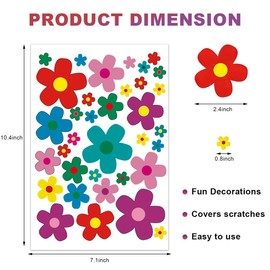 KVAEY Flowers Car Stickers Set, Self Adhesive Daisy Flower Label Stickers for Car Body Mirror Window, Waterproof Hippie Stickers for Car Scooter Laptop Decoration, Car Accessories (Style A)