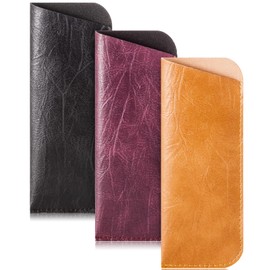 TRIUMPH VISION - Paquete de 3 bolsas para anteojos delgadas, funda de tela portátil para anteojos de sol, S (negro, morado, amarillo), Small