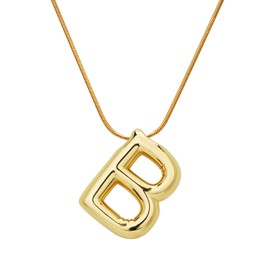 Mikovivi Gold Letter Necklace, Copper Gold Plated Initial Necklace Snake Bone Alphabet Pendant Necklace Jewelry Decoration Birthday Festival Gifts for Women Girls(Letter B)