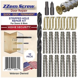12 Pack #9 x 1-1/2" Stripped Screw Hole Repair Kit - Permanent Stripped Screw Hole Repair for Door Hinges, Strike Plates, Deadbolts, Gate Hinges, Latches, and Home Repair Projects -