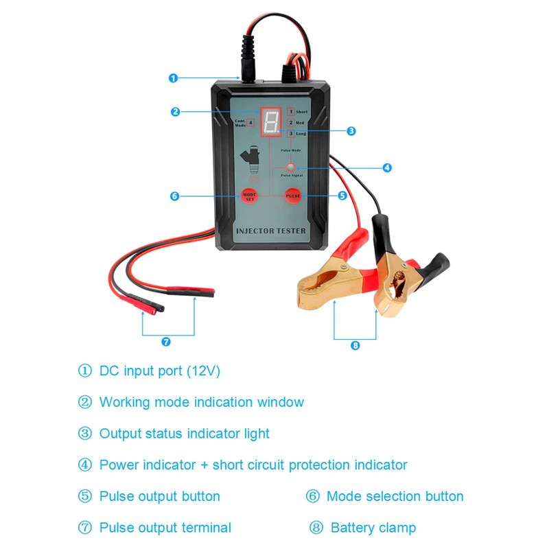 Domary Fuel Injector Tester and Adapter for Diagnosis Cleaning of