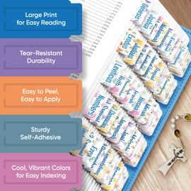 EssexWares – Pastel Petals Flower Bible Tabs for Old and New Testament, 80 Large Print Tabs for Bible Study, Water-Resistant and Durable Bible Index Tabs for Women and Men - 1.7" Wide