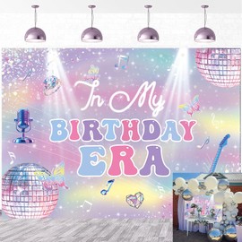 in My Birthday Era Backdrop Era's Girls Birthday Party Decoration Disco Balls Glitter Music Singer birthday party Banner Background for Girls Birthday Party Photo Booth Props (7X5FT)
