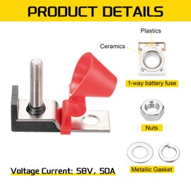 MECCANIXITY Terminal Fuse, 50A Terminal Block Fuse, 58V DC Marine Rated Battery Fuse and Terminal Block, with Fuse Holder, for The Circuit Protection of Automobiles Ships