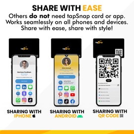 tapSnap TapSnap Digital Business Card - No Subscription - Tap to Share - Smart NFC/QR - Custom Business Card - iPhone & Android (Black)