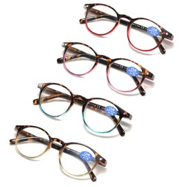 25DU Reading Glasses for Women - Blue Light Blocking Ladies Spring Hinge Readers with Pouches Anti Eyestrain/Glare Women's Computer Eyeglasses (4 Pairs Mix Color, 4.00)
