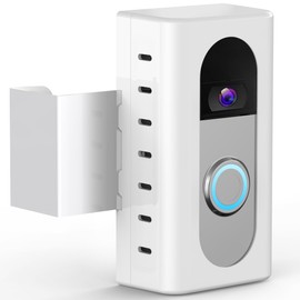 QIBOX Anti-Theft Video Doorbell Mount Compatible with Ring/Blink Video Doorbell 4/3/3 Plus/2/1/(2020 Release), Adjustable No-Drill Mounting Bracket Adapter Holder Accessories for Home Rentals, White