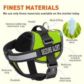 Dogline Unimax Multi-Purpose Vest Harness for Dogs and 2 Removable Seizure Alert Patches, X-Large, Green