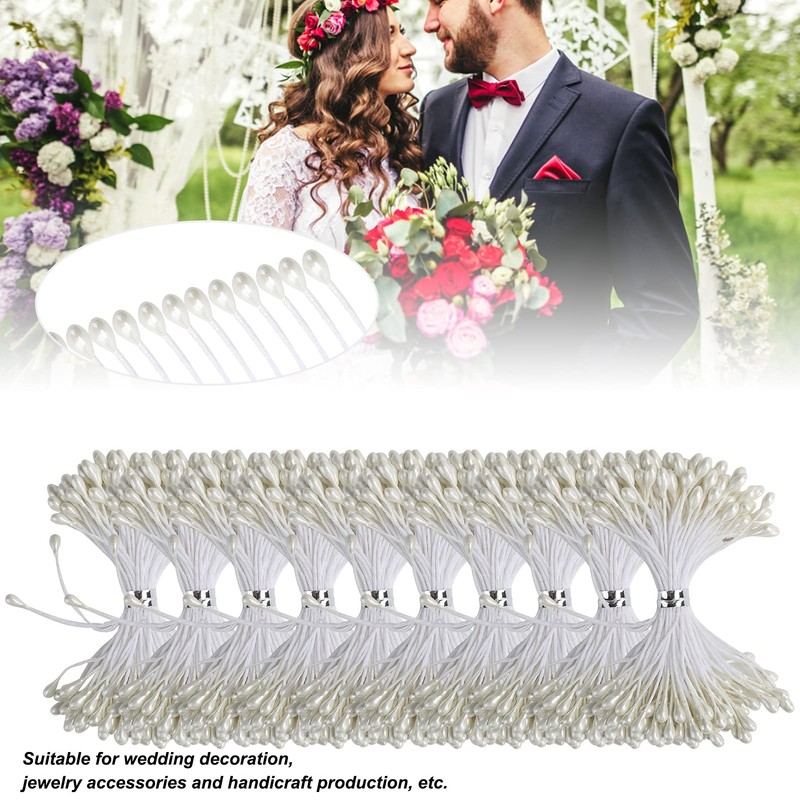 QANYEGN 900Pcs Flower Stamen, Double Heads Artificial Pearl Flower Stamen,