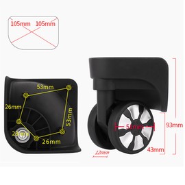 Volein Luggage Wheels Replacement Black Suitcase Wheels Replacement Suitcase Caster Wheels with 5 Screw Holes(Black)