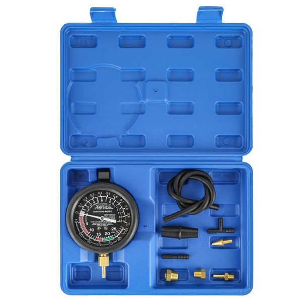 NYXOVA Vacuum and Fuel Pump Tester Gauge Kit, Gauge Leak Carburetor Pressure Diagnostics Tool Kit, Leak Carburetor Pressure Diagnostics (Blue)